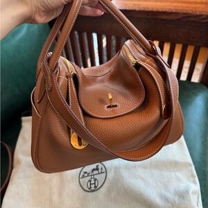 Hermes Lindy 26  Brown Leather Handbag